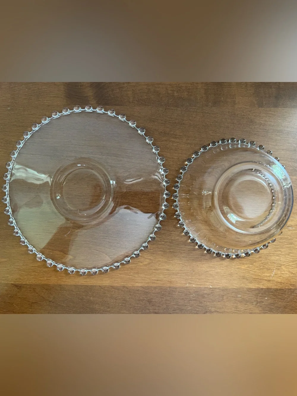 Vintage imperial Glass Beaded Bowl with Plate Set